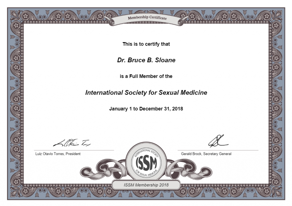 Bruce Sloane Membership certificate